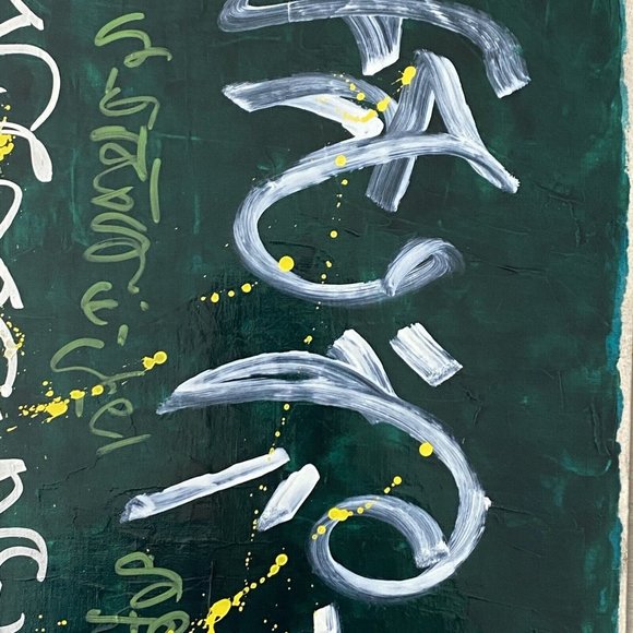 PROCLAMATION Original Wall Art Handmade Mixed Media Asian Fusion Painting 16x20 - Picture 6 of 10